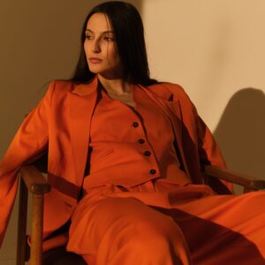Orange Button Up Top