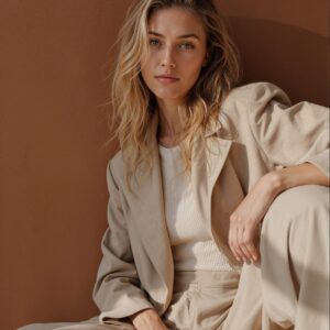 Beige Relaxed Blazer Jacket
