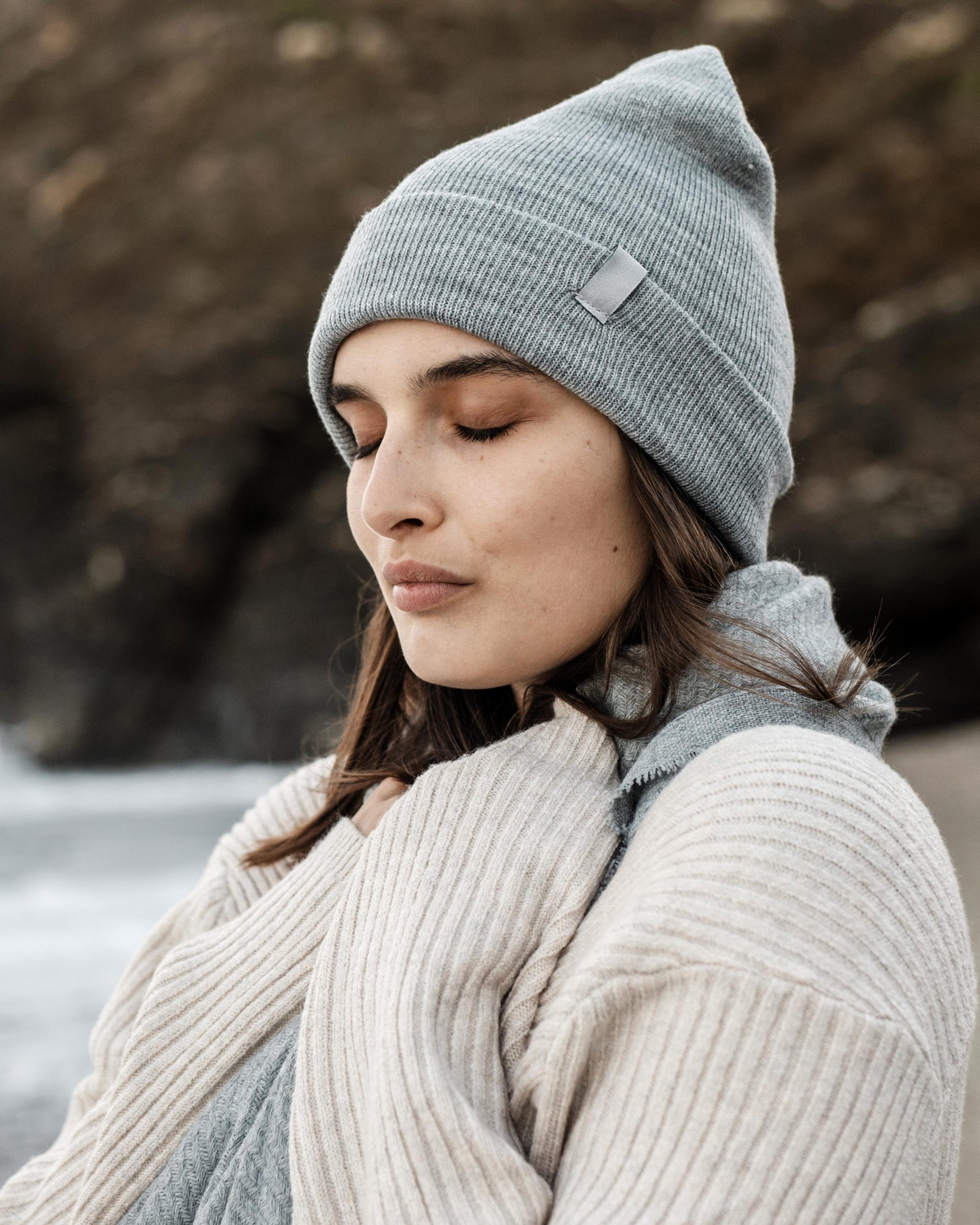 Grey Knitted Beanie